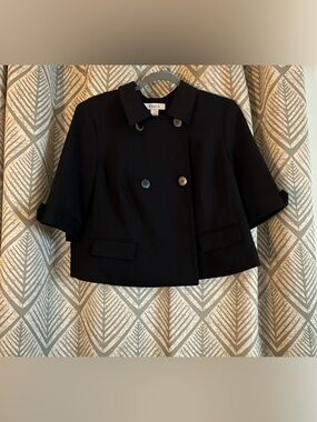 NWT ASARA Black Double-Breasted Cropped Jacket